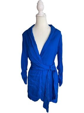 Zara Wrap Front Blazer Dress Blue